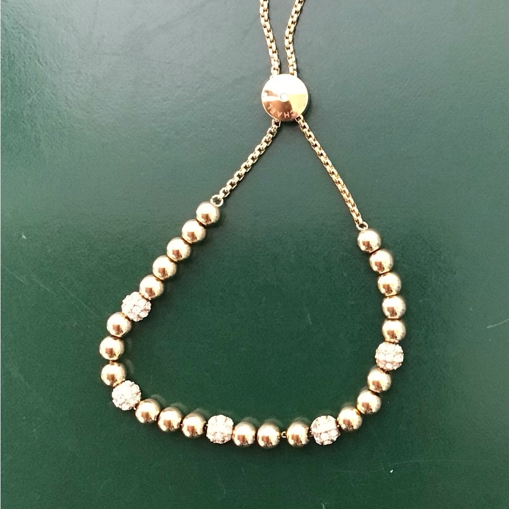 Michael Kors Goldtone Bead and Crystal Slide Bracelet